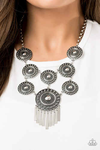 Modern Medalist - Silver Necklace-Paparazzi Accessories - Paparazzi Accessories