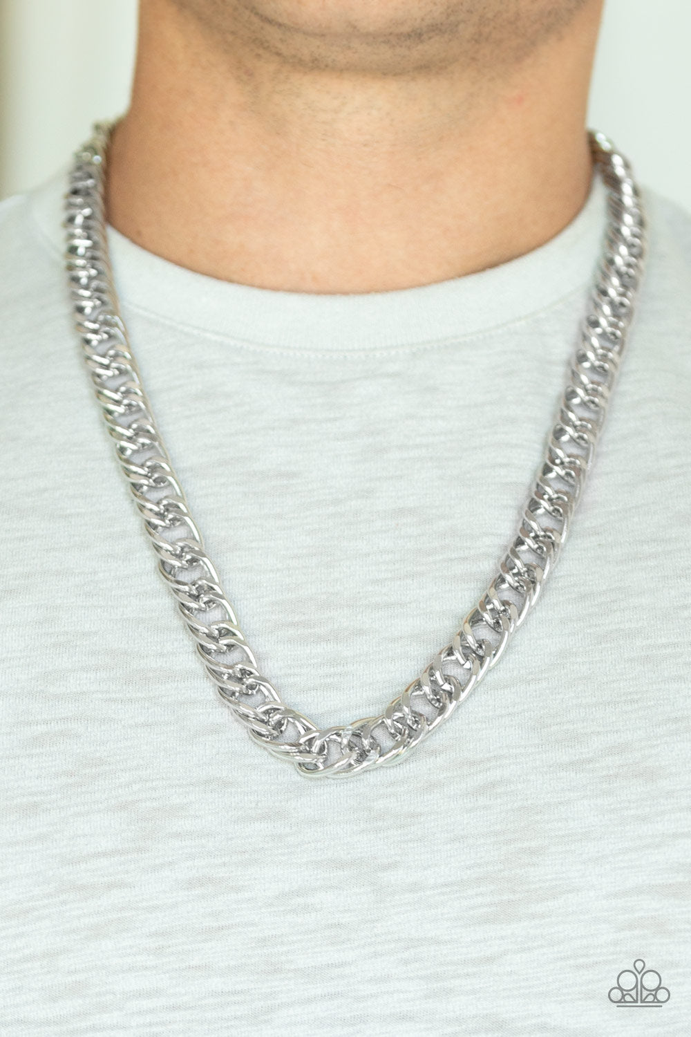 Omega - Silver Urban Necklace-Paparazzi Accessories - Paparazzi Accessories