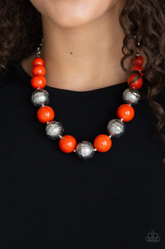 Floral Fusion - Orange Necklace - Paparazzi Accessories - Paparazzi Accessories