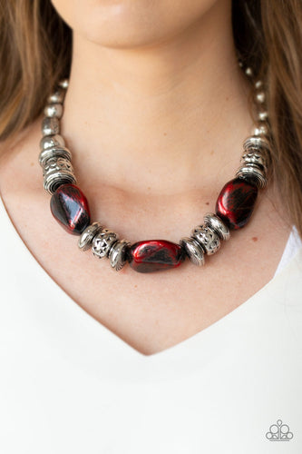 Colorfully Confident - Red Necklace - Paparazzi Accessories - Paparazzi Accessories