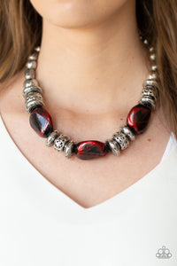 Colorfully Confident - Red Necklace - Paparazzi Accessories - Paparazzi Accessories