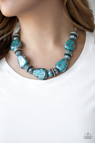 Prehistoric Fashionista  Blue Necklace - Paparazzi Accessories - Paparazzi Accessories