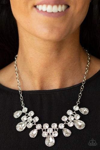 Debutante Drama - White Rhinestone Necklace -Paparazzi Accessories - Paparazzi Accessories