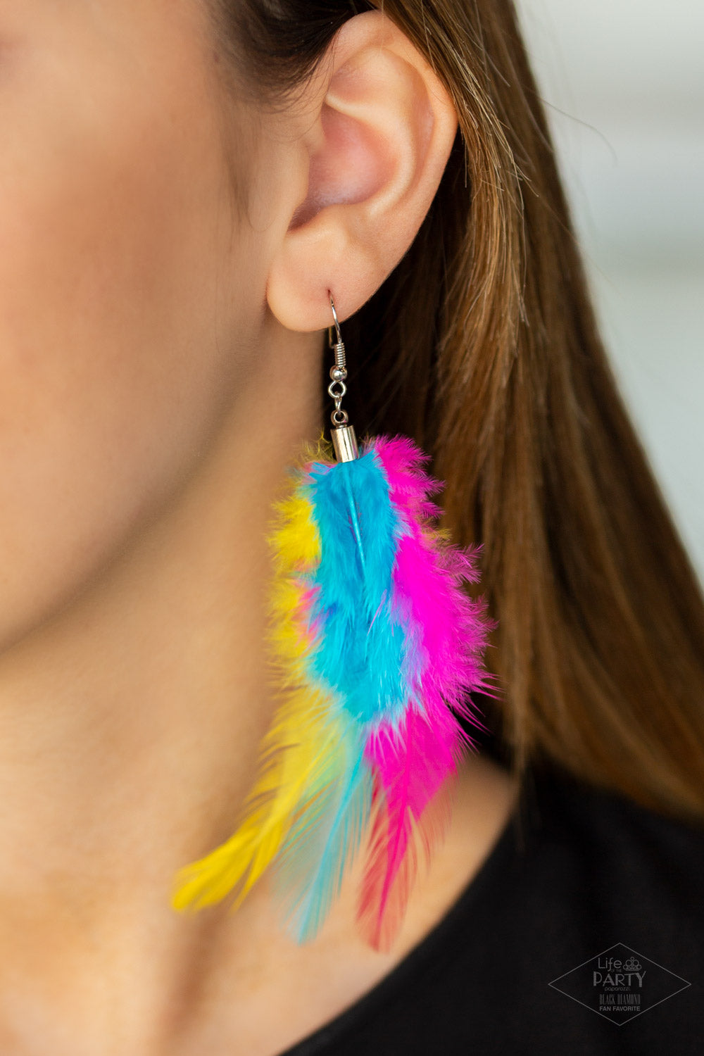 Take A BOA - Multi -Feather Earrings -Paparazzi Accessories - Paparazzi Accessories