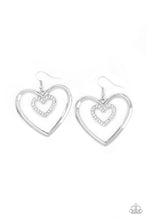 Load image into Gallery viewer, Heart Candy Couture - White Rhinestone Earrings - Paparazzi Accessories - Paparazzi Accessories