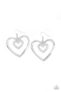 Heart Candy Couture - White Rhinestone Earrings - Paparazzi Accessories - Paparazzi Accessories