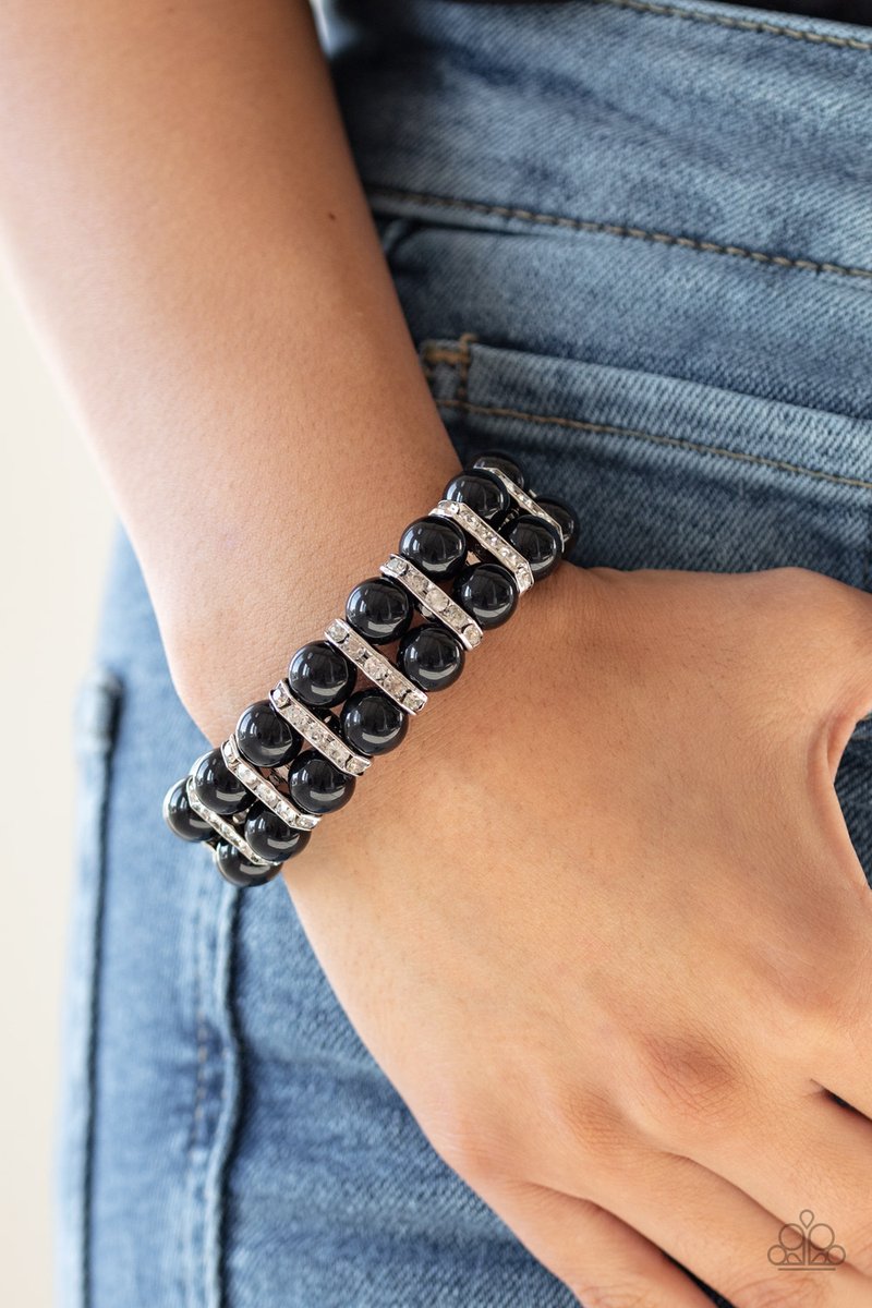 Paparazzi - Glowing Glam- Black Bracelet - Paparazzi Accessories