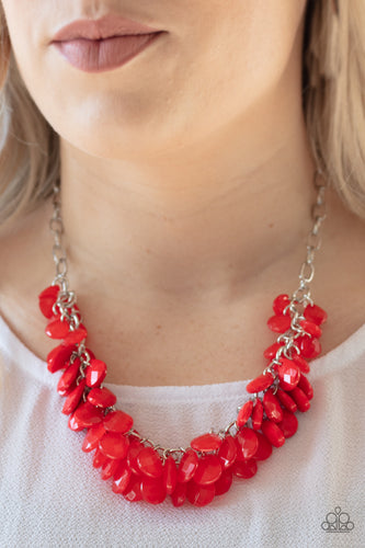 Colorfully Clustered - Red Necklace - Paparazzi Accessories - Paparazzi Accessories