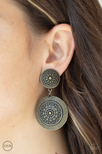 Magnificent Medallions - Brass Earrings - Paparazzi Accessories - Paparazzi Accessories