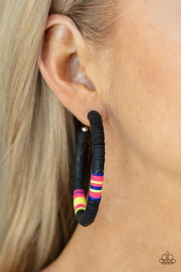 Paparazzi Paparazzi - Colorfully Contagious -Black Hoop Earrings Earrings