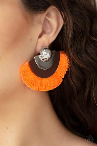 Paparazzi  -Fan The FLAMBOYANCE - Orange - Earrings - Paparazzi Accessories