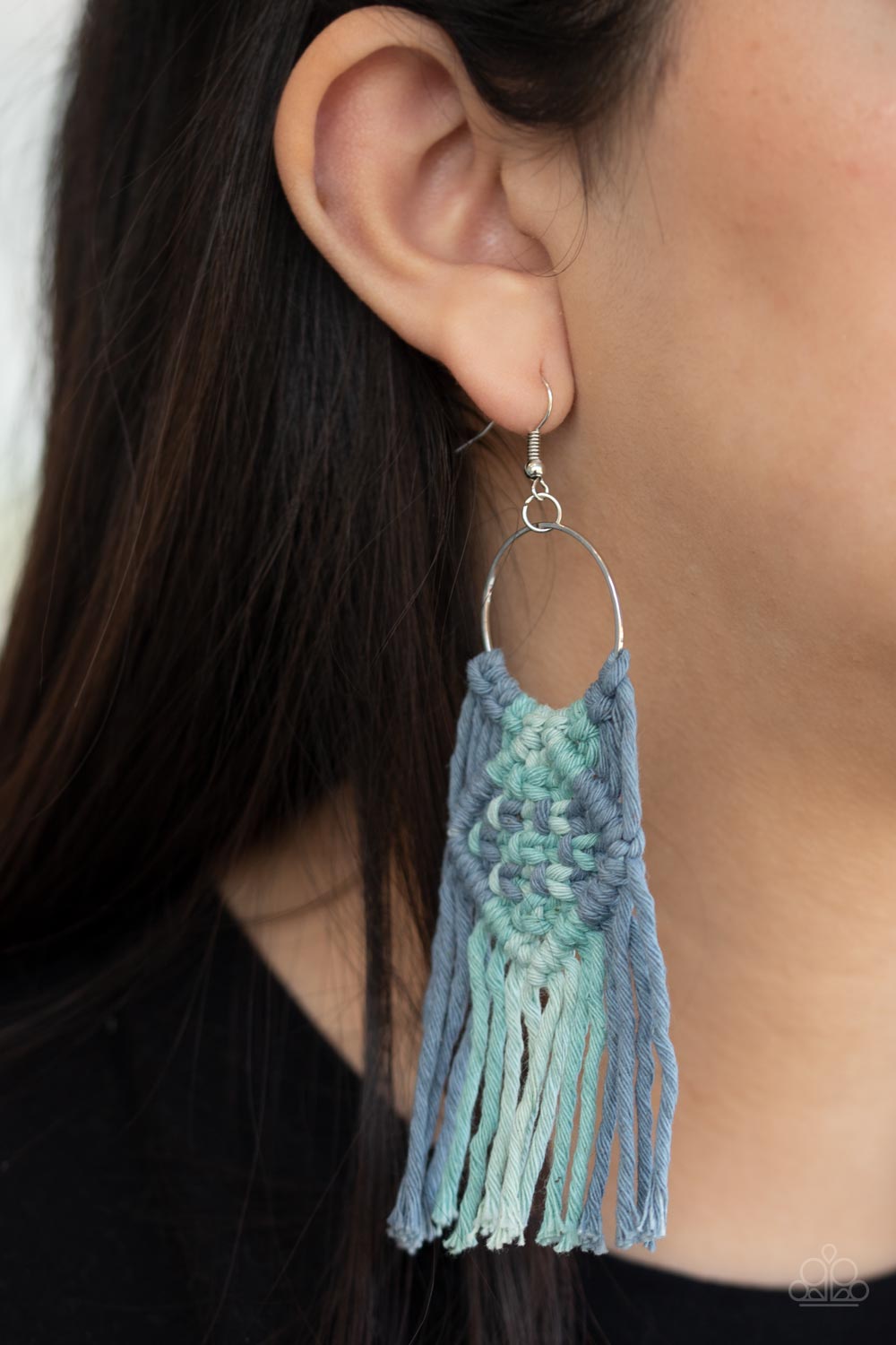 Paparazzi blue store macrame earrings