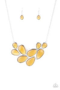Paparazzi Jewelry - Yellow teardrops create a bubbly statement piece.  Matching earrings.