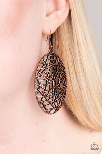 Paparazzi - Way Out of Line - Copper Earrings - Paparazzi Accessories