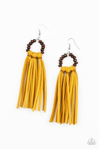 Paparazzi - Easy To PerSUEDE - Yellow Earrings - Paparazzi Accessories