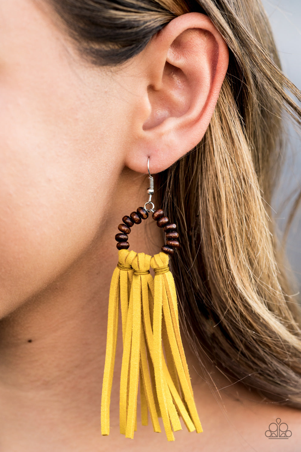 Leather suede Yellow Earrings
