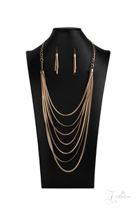 Gold herringbone  layered statement necklace