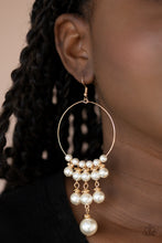 Load image into Gallery viewer, Paparazzi - Working The Room - Pearl Gold Hoop Earrings - Paparazzi Accessories