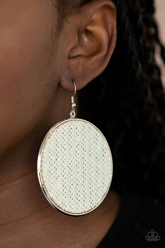 Paparazzi - Wonderfully Woven - White Earrings - Paparazzi Accessories