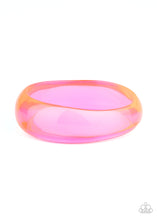 Load image into Gallery viewer, Paparazzi  - Major Material Girl - Pink Bracelet - Paparazzi Accessories - A neon pink acrylic bangle slides along the wrist for a colorfully retro flair. The shiny bangle gradually widens at the top for a fabulous finish.