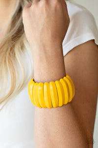 Paparazzi - Colorfully Congo - Yellow Wood Bracelet - Paparazzi Accessories
