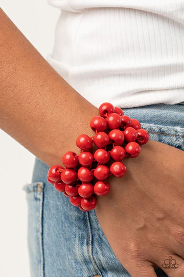 Paparazzi Paparazzi - Tiki Tropicana Red Wood Bracelet Apparel & Accessories