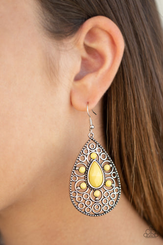 Paparazzi - Modern Garden - Yellow Earrings - Paparazzi Accessories