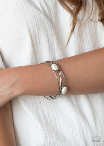 Paparazzi - Desert Lagoon - White Bracelet - Paparazzi Accessories