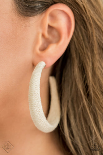 Paparazzi - TWINE and Dine - White Earrings - Paparazzi Accessories