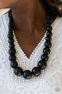 Paparazzi - Effortlessly Everglades - Black Wood Necklace - Paparazzi Accessories
