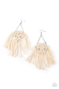 Paparazzi - Modern Day Macrame - White Earrings - Paparazzi Accessories