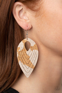 Paparazzi - Cork Cabana - White Cork Earrings - Paparazzi Accessories