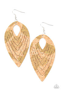 Paparazzi - Cork Cabana - Green Earrings - Paparazzi Accessories