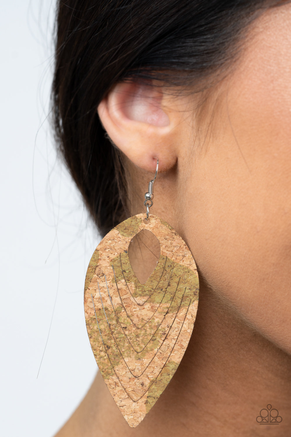 Paparazzi - Cork Cabana - Green Earrings - Paparazzi Accessories