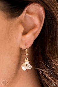 Papararazzi - A Hard LUXE Story - Gold and Rhinestone Earring with a fish hook fitting - Paparazzi Accessories