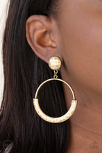 Load image into Gallery viewer, Paparazzi - Rustic Horizons - Brass Clip-On Earrings - Paparazzi Accessories