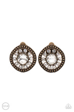 Load image into Gallery viewer, Paparazzi - Dazzling Definition - Brass Clip-On Earrings - Paparazzi Accessories
