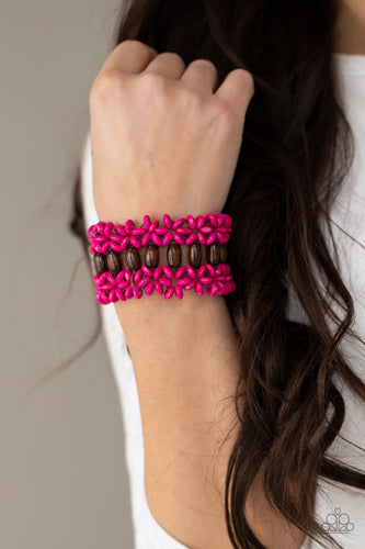 Paparazzi - Bali Beach Retreat - Pink Wood Bracelet - Paparazzi Accessories