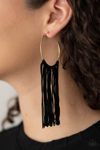 Paparazzi Paparazzi - Flauntable Fringe - Gold Hoop Earrings-PRE ORDER Earrings