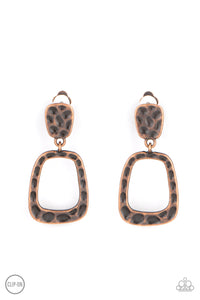 Paparazzi Playfully Primitive - Copper Clip On Earrings - PRE ORDERED Earrings