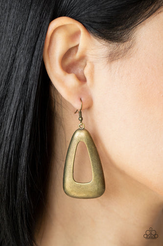 Paparazzi - Irresistibly Industrial - Brass Earrings - Paparazzi Accessories