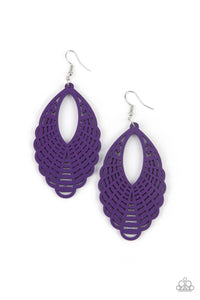 Paparazzi Paparazzi - Tahiti Tankini - Purple Wood Earrings Earrings