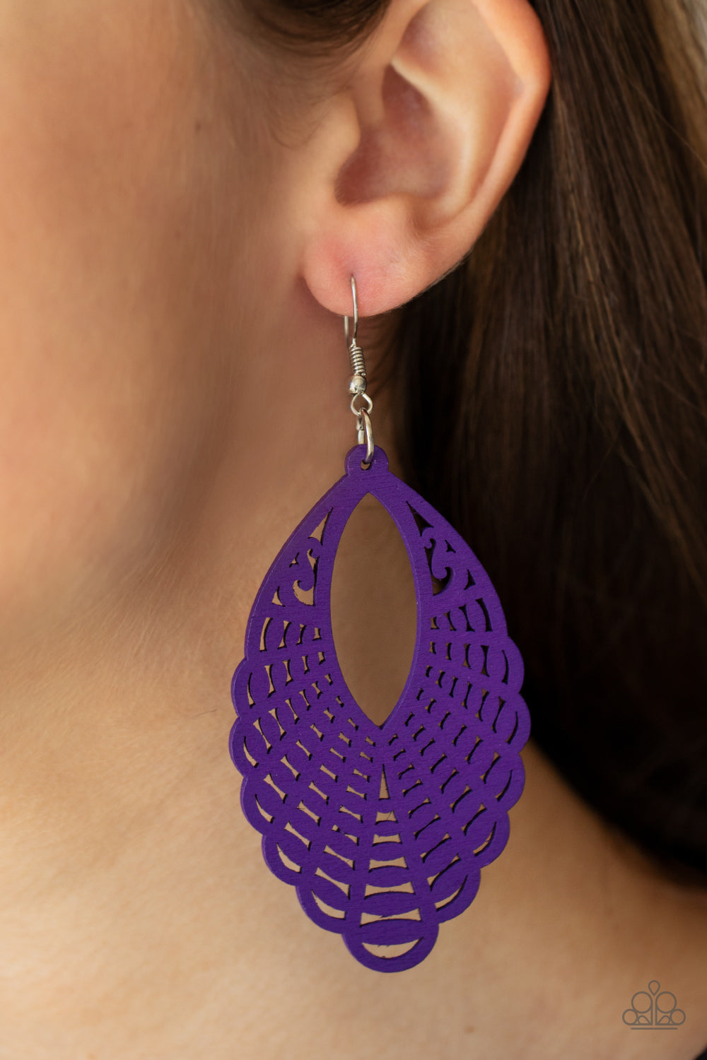 Paparazzi Paparazzi - Tahiti Tankini - Purple Wood Earrings Earrings