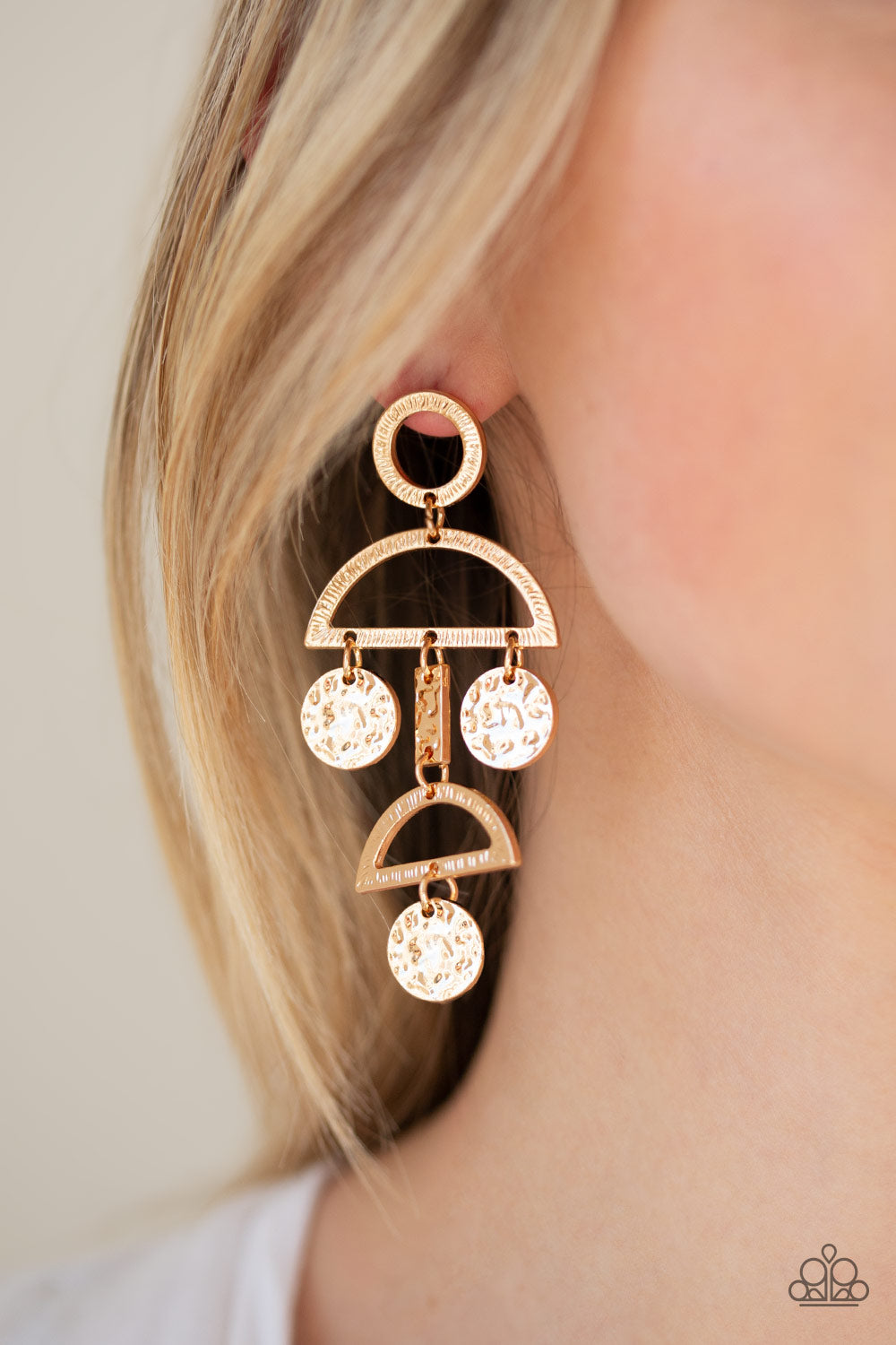 Incan Eclipse - Gold Earrings - Paparazzi Accessories
