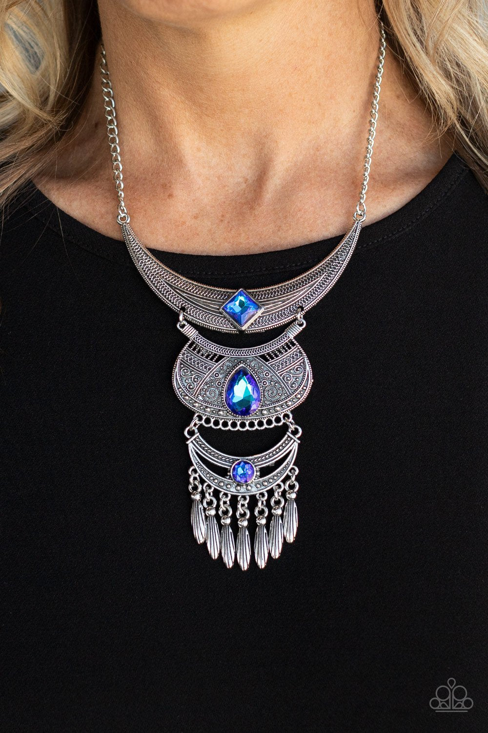 Paparazzi Lunar Enchantment Blue Necklace Fashion Fabulous Jewelry
