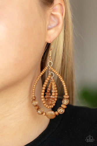 Paparazzi Paparazzi - Prana Party - Brown Earrings Jewelry