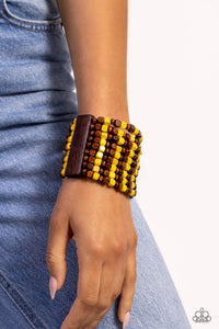 Paparazzi - R and R - Yellow Wood Bracelet