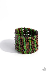 Paparazzi - R and R - Green Wood Bracelet