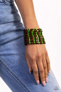 Paparazzi - R and R - Green Wood Bracelet