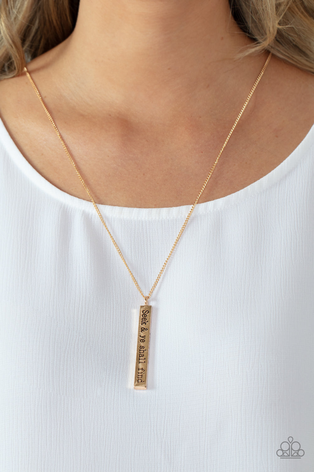 Paparazzi - Matt 7:7 - Gold Bar Necklace